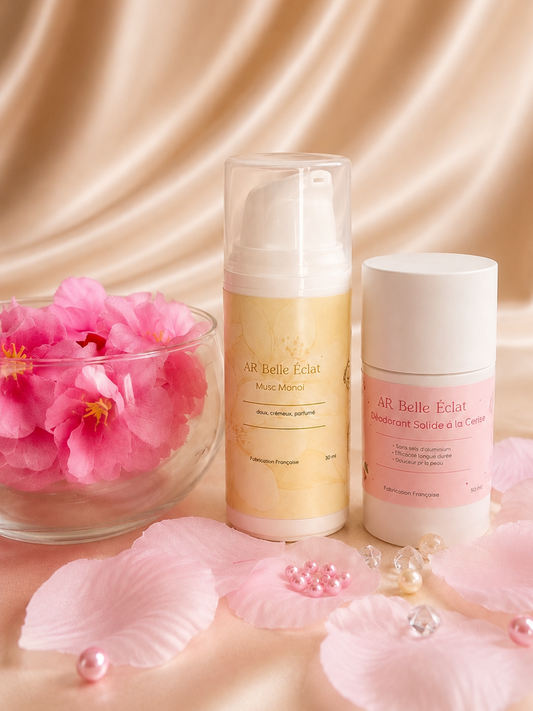 Duo Fraîcheur & Parfum – Déodorant Cerise + Musc Monoï